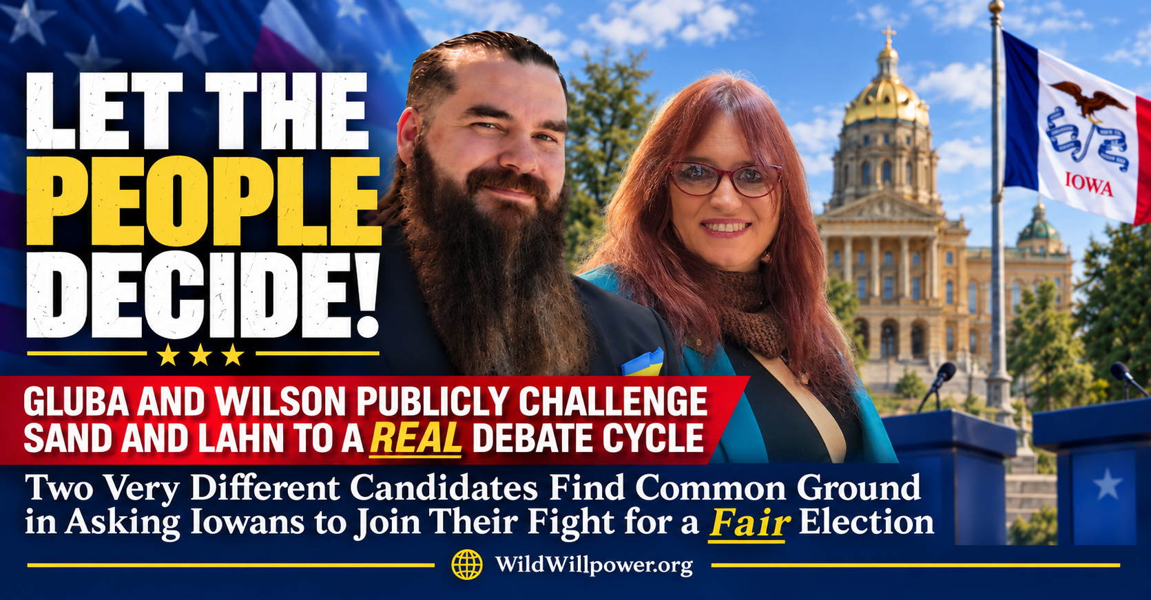 Nicholas Gluba and Sondra Wilson Release Joint-Statement Challenging Rob Sand and Zach Lahn to “Real Debate Cycle: “Let the People Decide!”